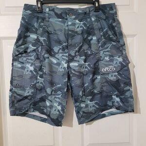 AFTCO Blue and Gray Cargo Shorts Urban Camouflage